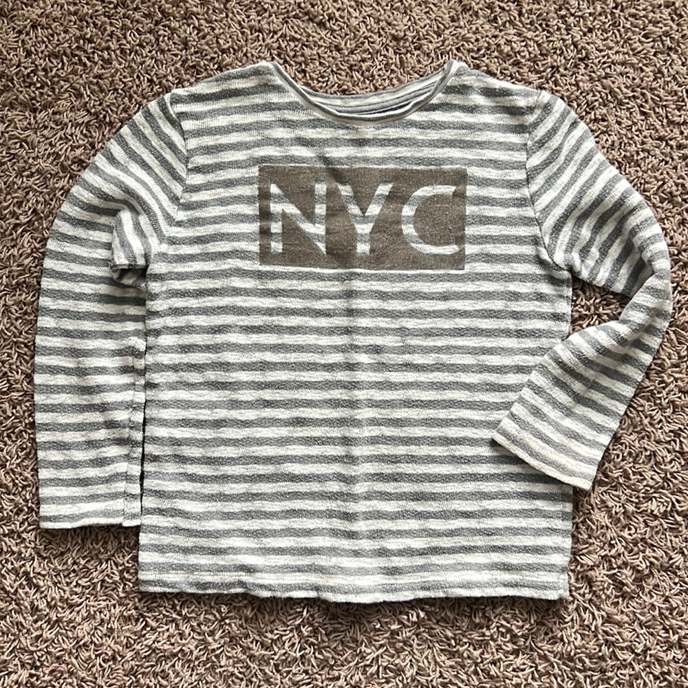 Zara boys size 7 long sleeve striped NYC shirt
